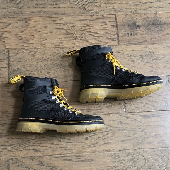 Dr. Martens Black Yellow Laces Combs Tech Boots Sz 7M/8L - Picture 4 of 10